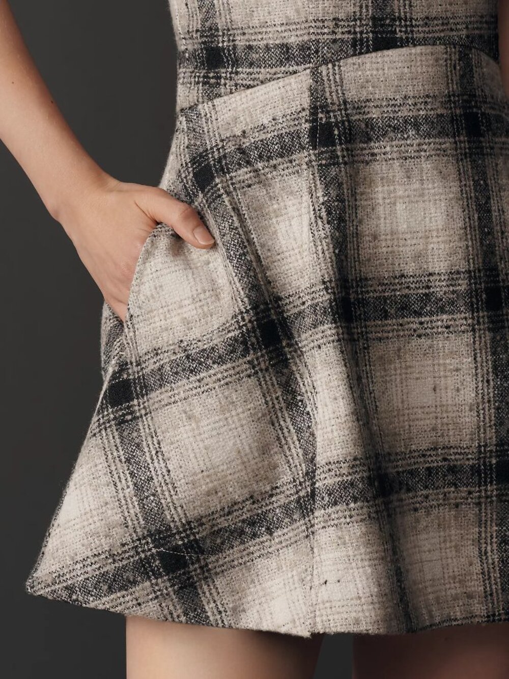 Anthropologie Sleeveless Plaid Romper, Neutral Plaid, 14 - Picture 3 of 4